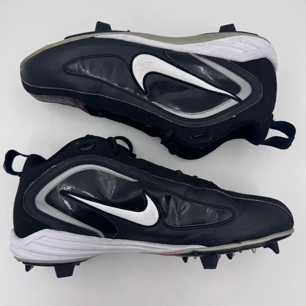 Nike Air Strobe Baseball Cleats Mens 11.5 Black White Red Spikes 313203-011 2006